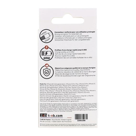EAN 3303170111284 - T'nB CBLTCLTD cable de conector Lightning 1,5 m Negro, Gris imagen 8