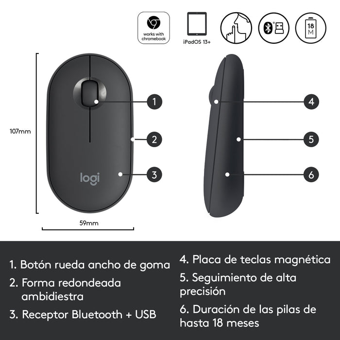 EAN 5099206085671 - Logitech 910-005718 ratón Oficina Ambidextro RF Wireless + Bluetooth Óptico 1000 DPI imagen 14