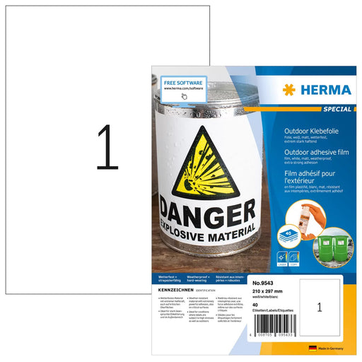 EAN 4008705095433 - HERMA 9543 etiqueta autoadhesiva Rectángulo Blanco 40 pieza(s) imagen 1