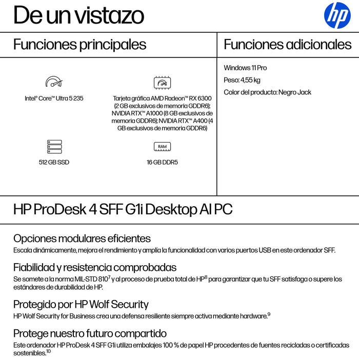 EAN 0199485673301 - HP ProDesk 4 SFF G1i AI PC Intel Core Ultra 5 235 16 GB DDR5-SDRAM 512 GB SSD Windows 11 Pro Negro imagen 3