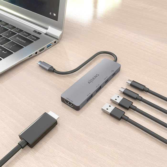 EAN 8435739903568 - AISENS ASUC-5P028-GR base para portátil y replicador de puertos Alámbrico USB 3.2 Gen 1 (3.1 Gen 1) Type- imagen 5