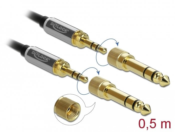 EAN 4043619857845 - DeLOCK 85784 cable de audio 0,5 m 3,5mm Negro, Gris imagen 3