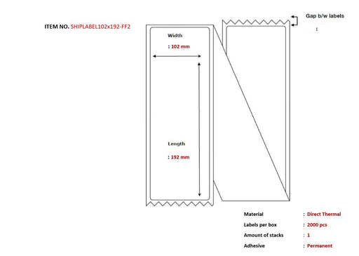 EAN 5715063429051 - Capture SHIPLABEL102X192-FF2 etiqueta de impresora imagen 1