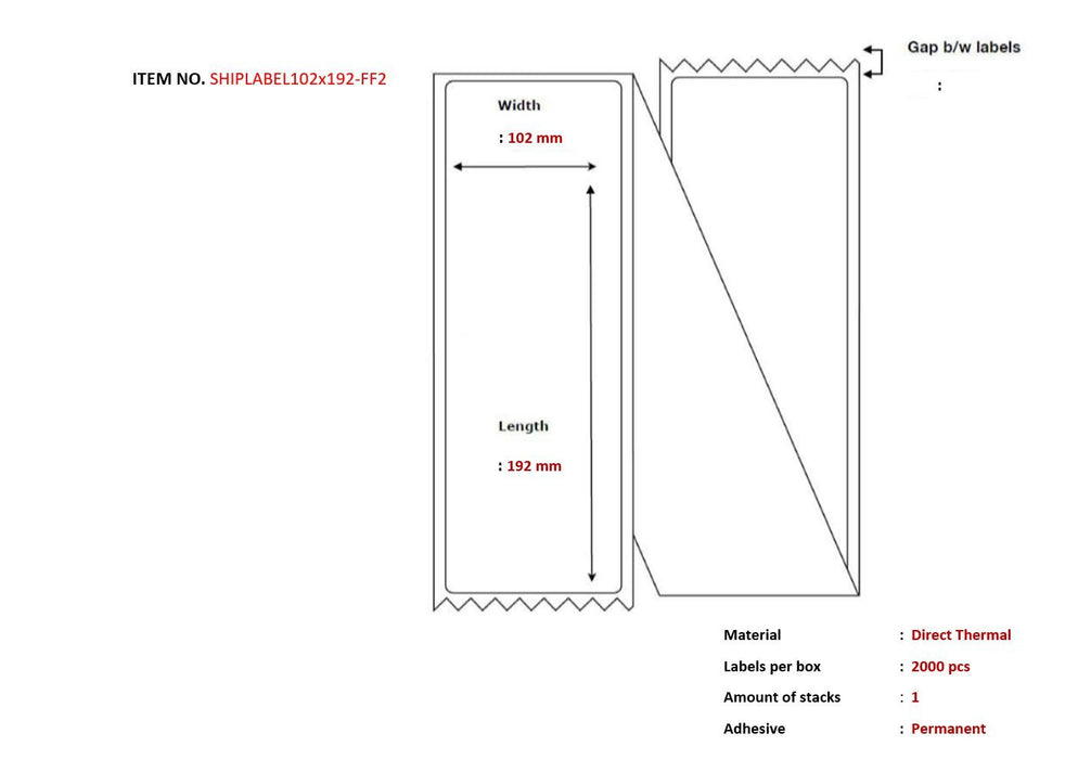 EAN 5715063429051 - Capture SHIPLABEL102X192-FF2 etiqueta de impresora imagen 1