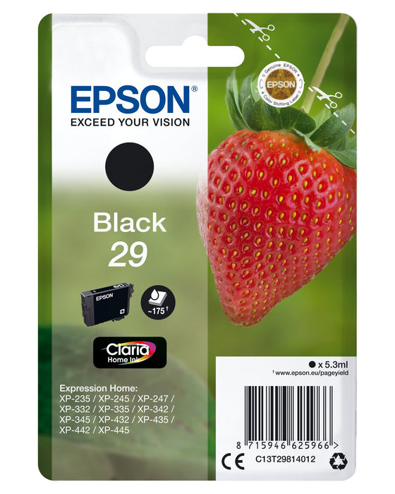 EAN 5057454494195 - Epson Strawberry C13T29814012 cartucho de tinta 1 pieza(s) Original Rendimiento estándar Negro imagen 1