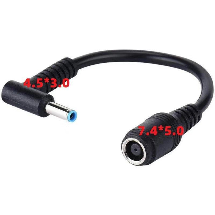 Cable Adaptador Para Cargador Hp  Dell De 7.4mm * 5.0mm  A Punta Hp 4.5mm * 3.0mm  Cable De 0.15 M Negro