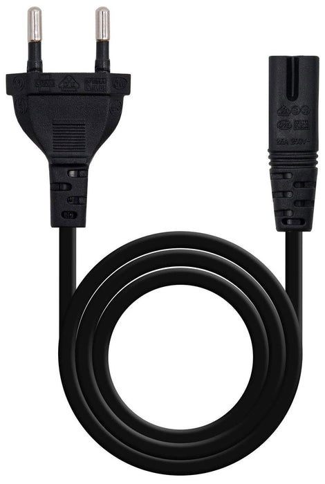 Cable De Alimentación Para Cargadores En Forma De 8 Negro 1.5M