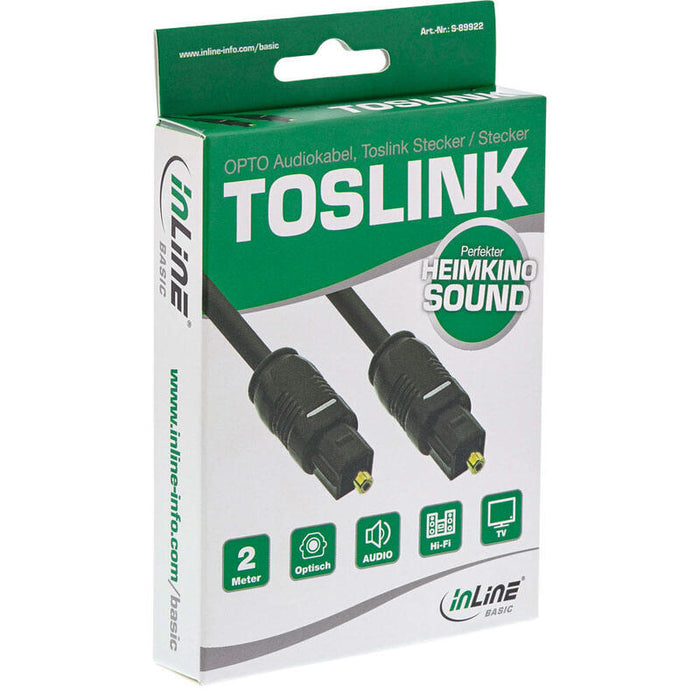 Cable Audio Óptico Inline Toslink Macho A Macho 2m