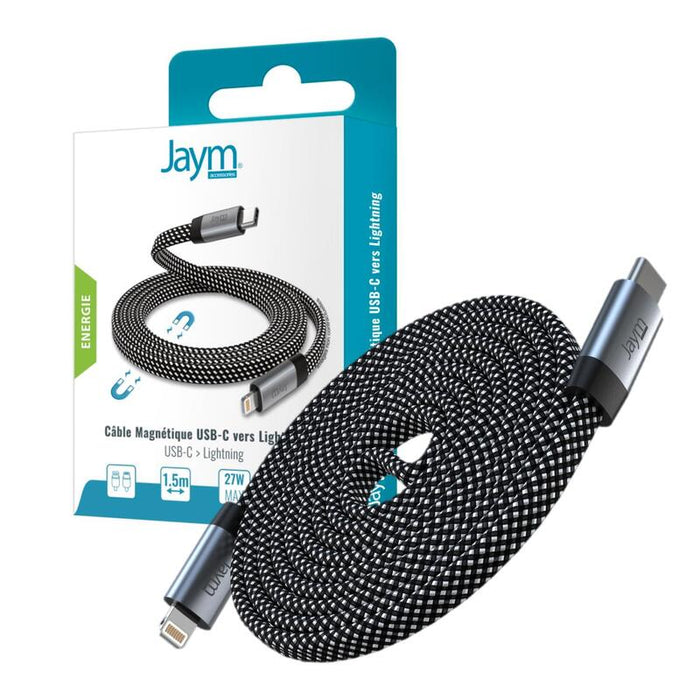 Cable Charge & Synchro Usb-C Vers Lightning Pd 3.0 (27w) - Magnética Format Plat - Garantía De Por Vida - 1.5m - Gris Sideral - Jaym®