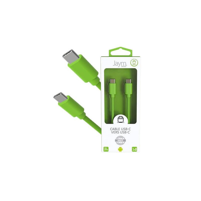 Cable Charge & Synchro Usb-C Vers Usb-C Pd (27w) - Longitud 1.5m - Verde - Jaym® Pop**