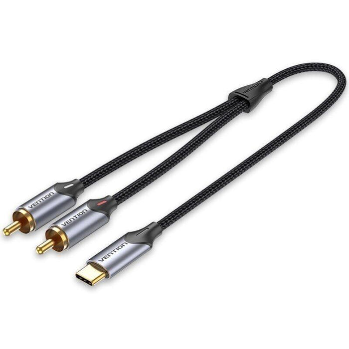 Cable Conversor Vention Bguhh 2x Rca Macho Usb Tipo-C Macho 2m Gris