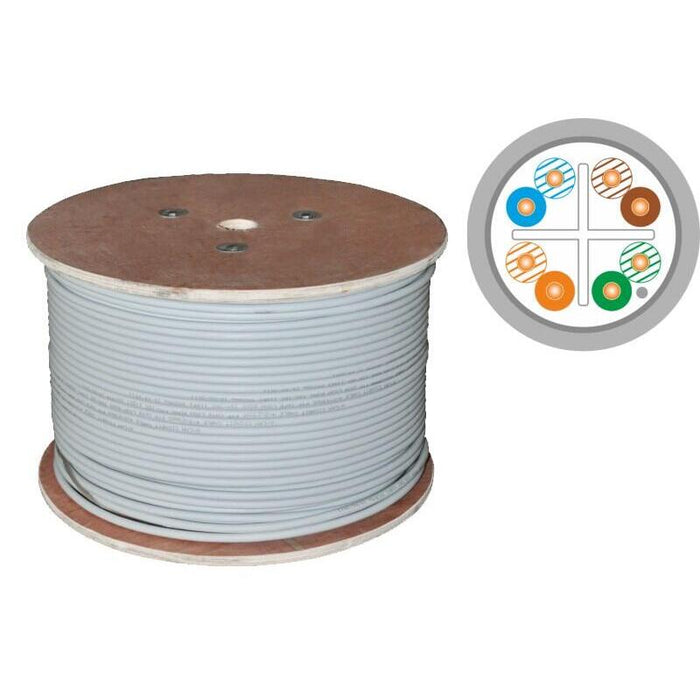 Cable De Red Q-Lantec F/Utp Cat.6, Par Trenzado, Pvc, Eca 4pr, 1 Gb/S (10 Gb/S Hasta 55 M), Gris, 305 M (Kif6pvc305q)