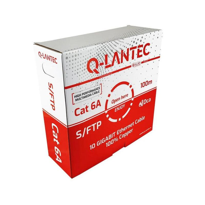 Cable De Red Q-Lantec S/Ftp Cat.6a, Par Trenzado, Lsoh, Dca 4 X 2 X 23 Awg, 10 Gb/S, Gris, 100 M (Kis6alsoh100dq)