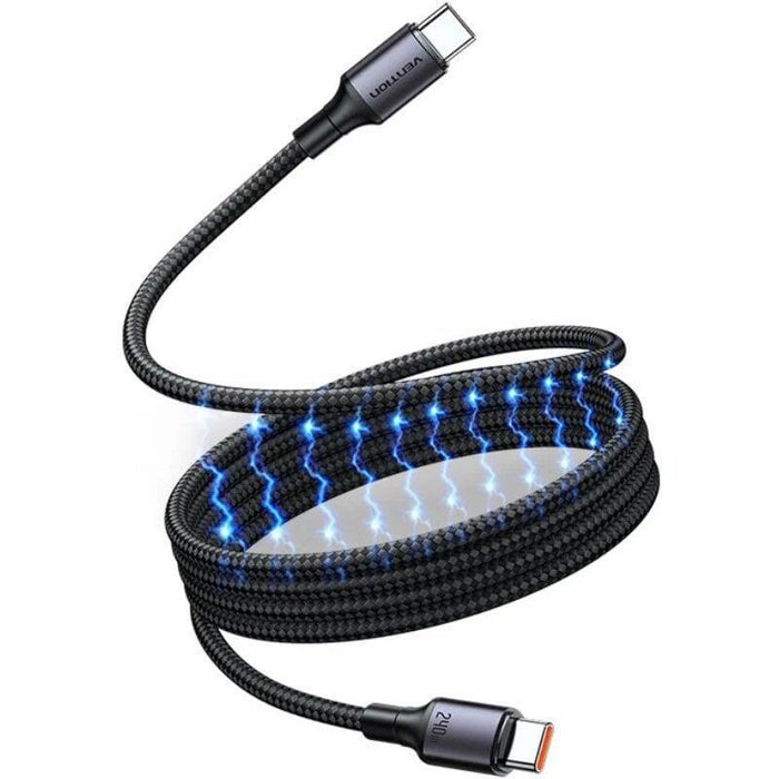 Cable Magnético Usb 2.0 Tipo-C 5a Vention Tsabf Usb Tipo-C Macho Usb Tipo-C Macho Hasta 240w 480mbps 1m Negro