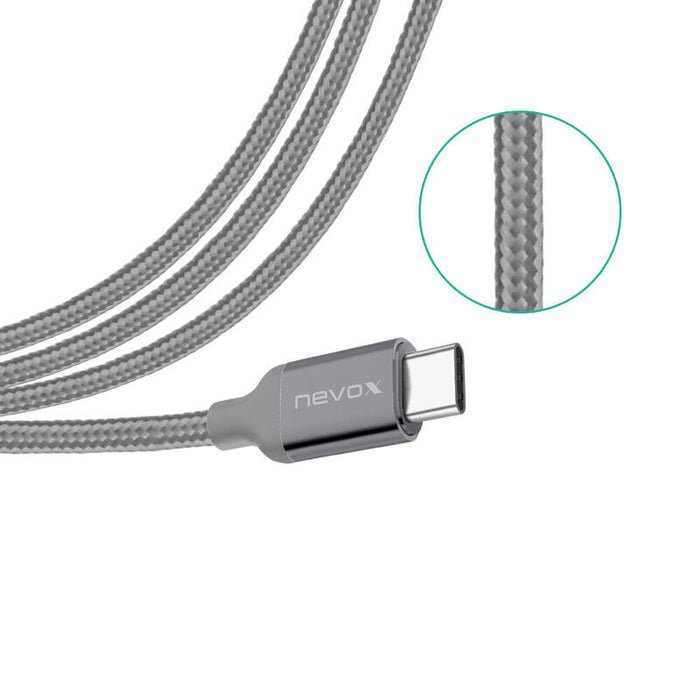 Cable Nevox Usb 3.2 Gen 1, Usb-A Macho > Usb-C Macho Plateado, 1 Metro, Con Funda 4250686404579.0