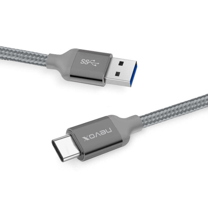 Cable Nevox Usb 3.2 Gen 1, Usb-A Macho > Usb-C Macho Plateado, 1 Metro, Con Funda 4250686404579.0