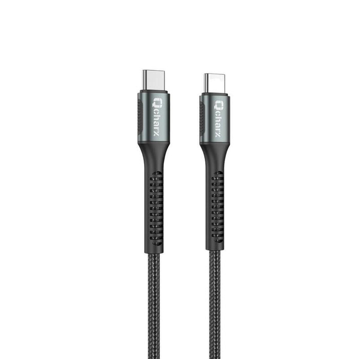 Cable Qcharx Prague Tipo C A Tipo C 3a 100w 1 M Aleación De Aluminio Negro Cable Trenzado Suave