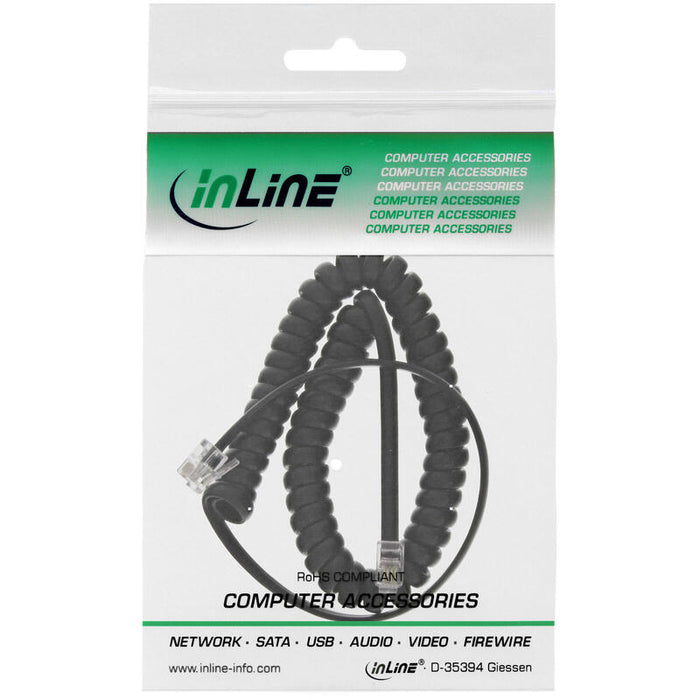 Cable Telefónico En Espiral Inline Rj10 4p4c Negro 2m