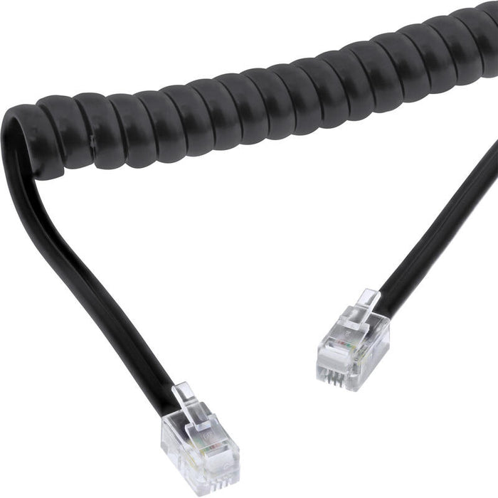 Cable Telefónico En Espiral Inline Rj10 4p4c Negro 2m