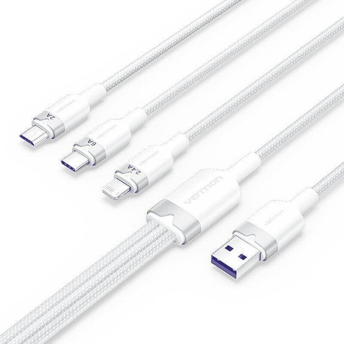 Cable Usb 2.0 Lightning Vention Ctrwg Usb Macho Usb Tipo-C Macho Microusb Macho Lightning Macho 1.5m Blanco