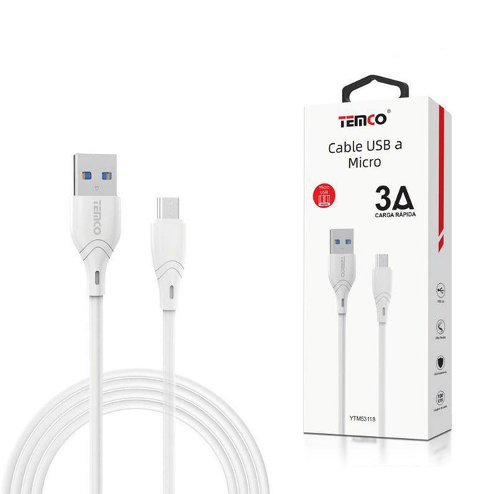 Cable Usb A Micro Usb 3A 1M Blanco