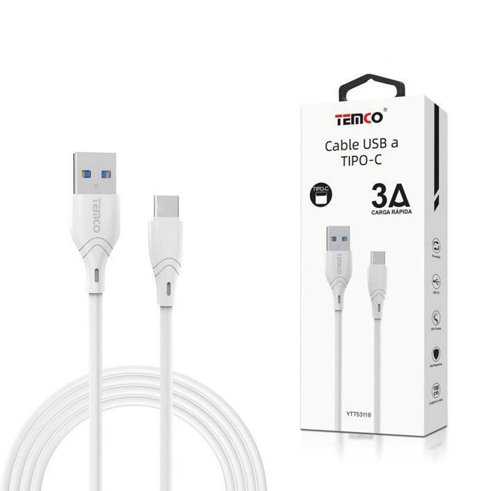 Cable Usb A Usb-C 3A 1M Blanco