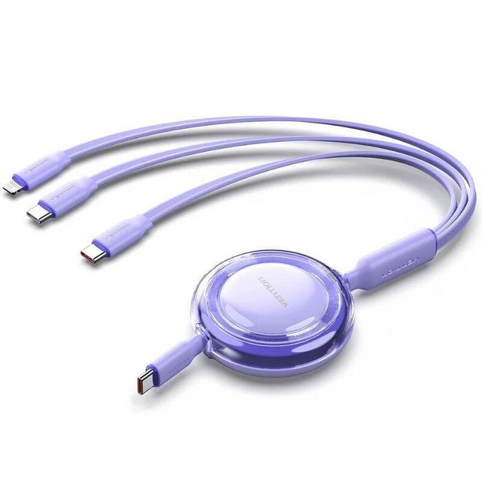 Cable Usb Tipo-C 2.0 5a Vention Trjvbe Usb Tipo-C Macho 3x Usb Tipo-C Macho Hasta 100w 480mbps 1.1m Morado
