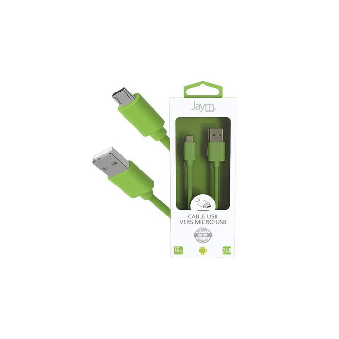 Cable Usb Vers Micro-Usb 1.5m 2.4a Verde - Jaym® Collection Pop**