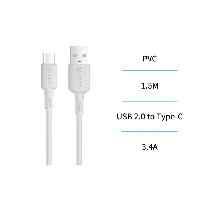 Cable Usb(A) A Tipo C 3,4a 1,5m Blanco