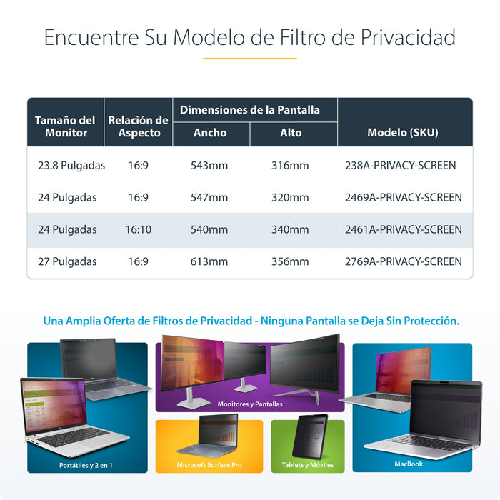 EAN 0065030901932 - StarTech.com 2461A-PRIVACY-SCREEN filtro para monitor 61 cm (24") Filtro de privacidad para pantallas sin imagen 12