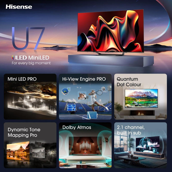EAN 6942351404325 - Hisense 55U7NQ 139,7 cm (55") 4K Ultra HD Smart TV Wifi Gris 1300 cd / m² imagen 4