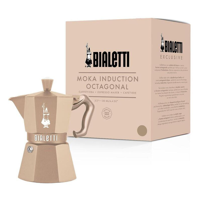 Cafetera Espresso Bialetti Moka Exclusive Octagonal Induction 3 Tazas Arena Del Desierto  Compatible Con Gas E Inducción