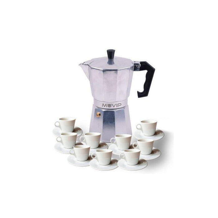 Cafetera  Muvip Mv0602 De Aluminio Capacidad 9 Tazas - Mango Ergonomico - Antiadherente - Apta Para Placas Electricas,