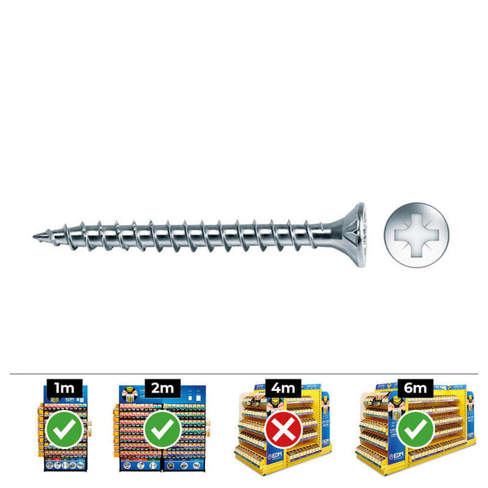 Caja 1000 Unid. Tornillo Madera Avellanado Pozi Din/Ref Vlox Ø3,5x25mm Zincado+Lubr. Celo