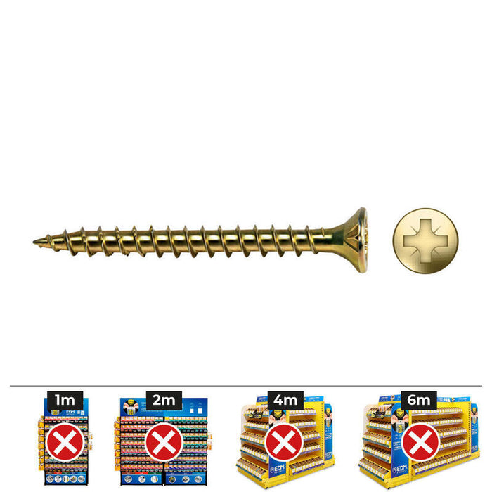 Caja 1000 Unid. Tornillo Madera Vlox Rosca Completa Avellanado Impronta Pz Ø3,5x15 Mm Bicromatado