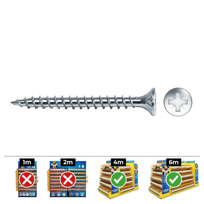 Caja 200 Unid. Tornillo Madera Avellanado Pozi Din/Ref Vlox Ø4,5x70mm Zincado+Lubr. Celo