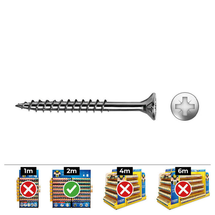 Caja 50 Unid. Tornillo Madera Avellanado Pz R/Parc Ref Vloxp Ø4,5x80mm Zincado Celo