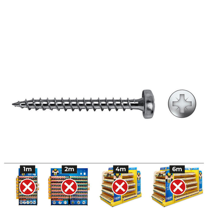 Caja 500 Unid. Tornillo Madera Vlox B Rosca Completa Alomado Impronta Pz Ø5x25 Mm Cincado