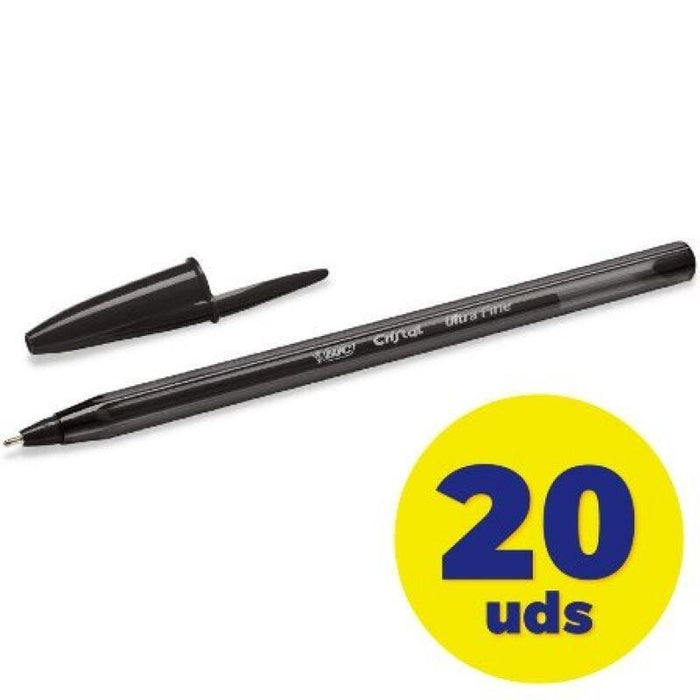 Caja De Bolígrafos De Tinta De Aceite Bic Cristal Exact Ultrafine 992603 20 Unidades Negros