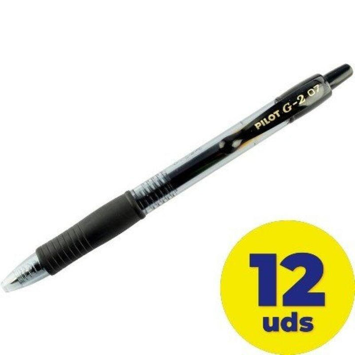 Caja De Bolígrafos De Tinta De Gel Retráctil Pilot G-2 12 Unidades Negros