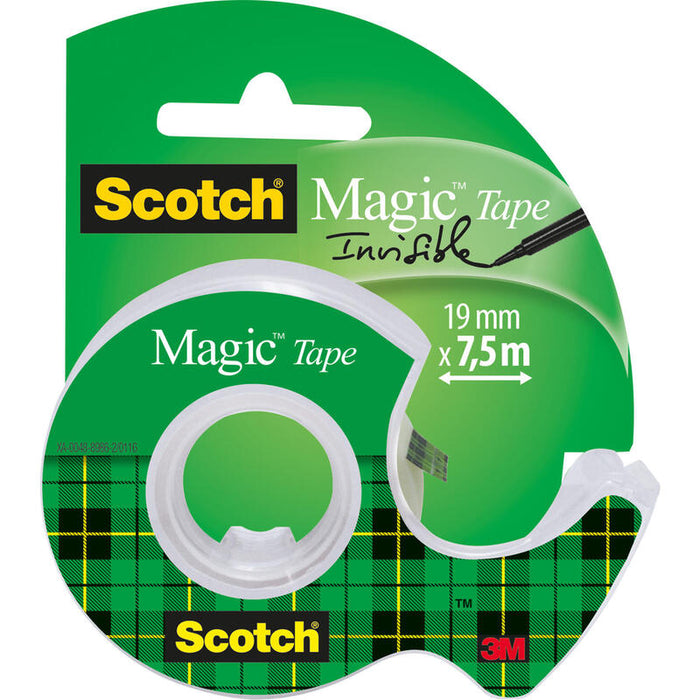 Caja De Cinta Adhesiva Transparente En Portarrollos 3m Invisible Scotch Magic 1.9cm X 7.5m 12 Unidades