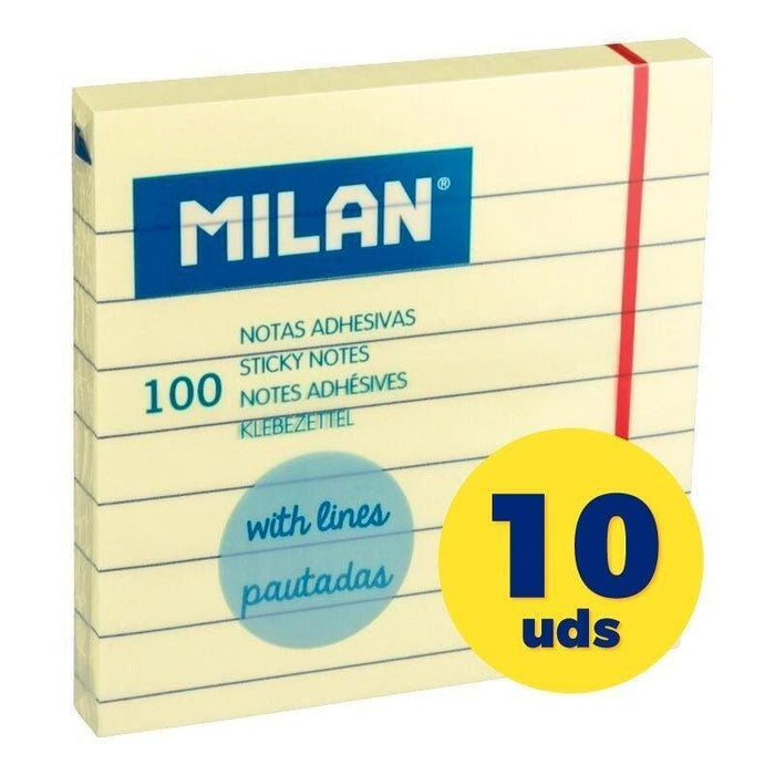 Caja De Notas Adhesivas Milan 4151ptl100 7.6 X 7.6cm 10 Unidades Amarillas