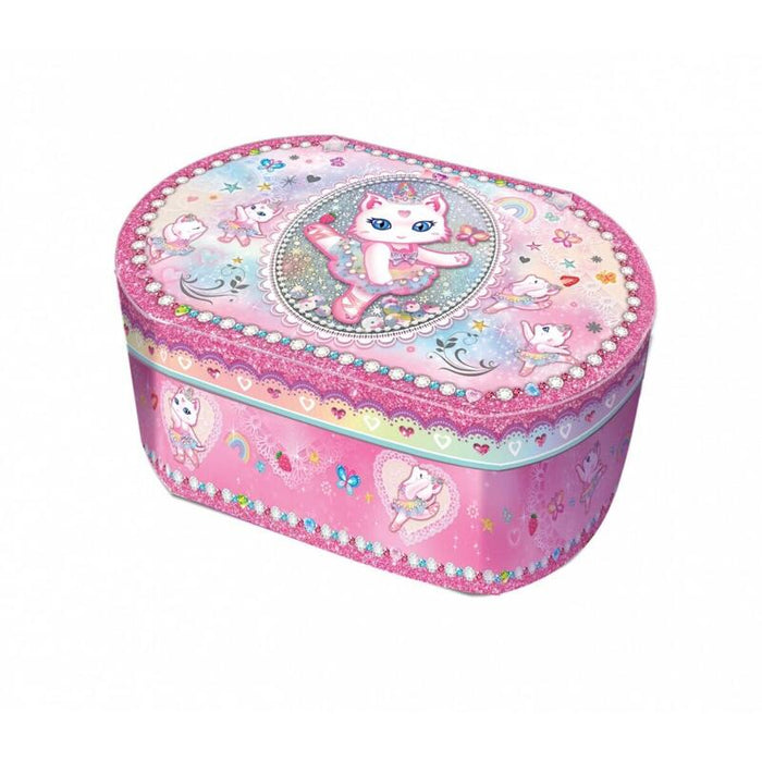 Caja Musical Owalna - Gato Baletnica Pecoware