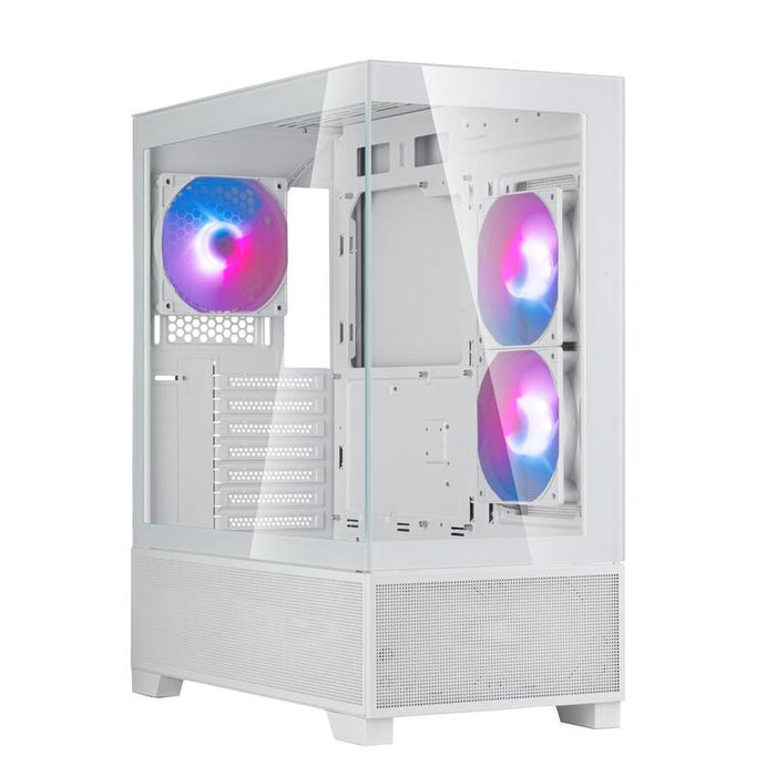 Caja Pc Silverstone Lucid 05,Chasis Atx Exquisito Con Una Audaz Pantalla Panorámica De 270°, Sst-Ld05-W-Argb (Blanco)  Sst-Ld05-W-Arg