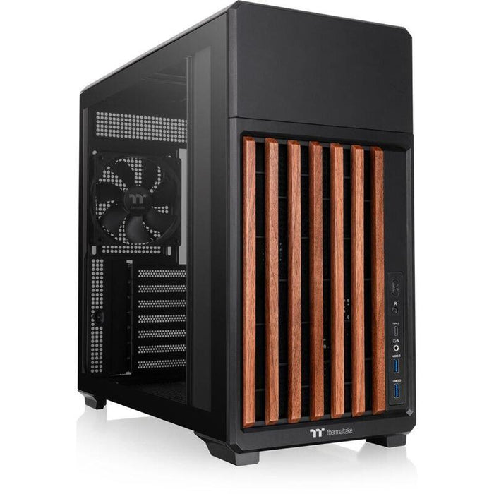 Caja Pc Thermaltake Tr300 Ws  Black  Tempered Glass  Power Extension Cord  120mm Fan