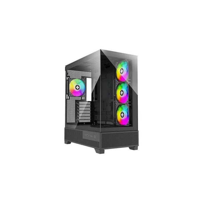 Caja  Pc Xilence Flare X909.Argb, Negra, Vidrio Templado X 2 Xg179