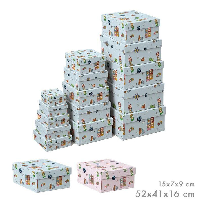 Cajas De Almacenamiento Encajables, Diseño Infantil, Medidas Variadas, Set 15 Piezas