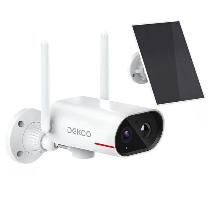 Cámara De Seguridad Ip Dekco Dc8l 3mp Panel Solar Visión Nocturna Ip65 Blanco