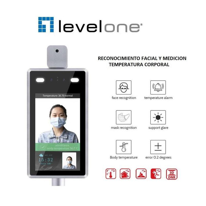 Camara Ip Con Medicion De Temperatura Y Reconocimiento Facial Level One 1080p
