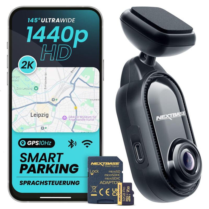 Cámara  Nextbase Piqo  De Salpicadero Para Coche 2k + Tarjeta Sd De 32 Gb  Cámara Compacta Qhd Para Coche Sin Pantalla  Resolución De 1440p, Control De Aplicaciones, Vigilancia De Aparcamiento Y